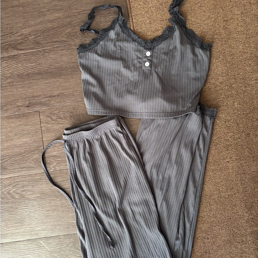 Light Blue Lace Trim Sleepwear Set